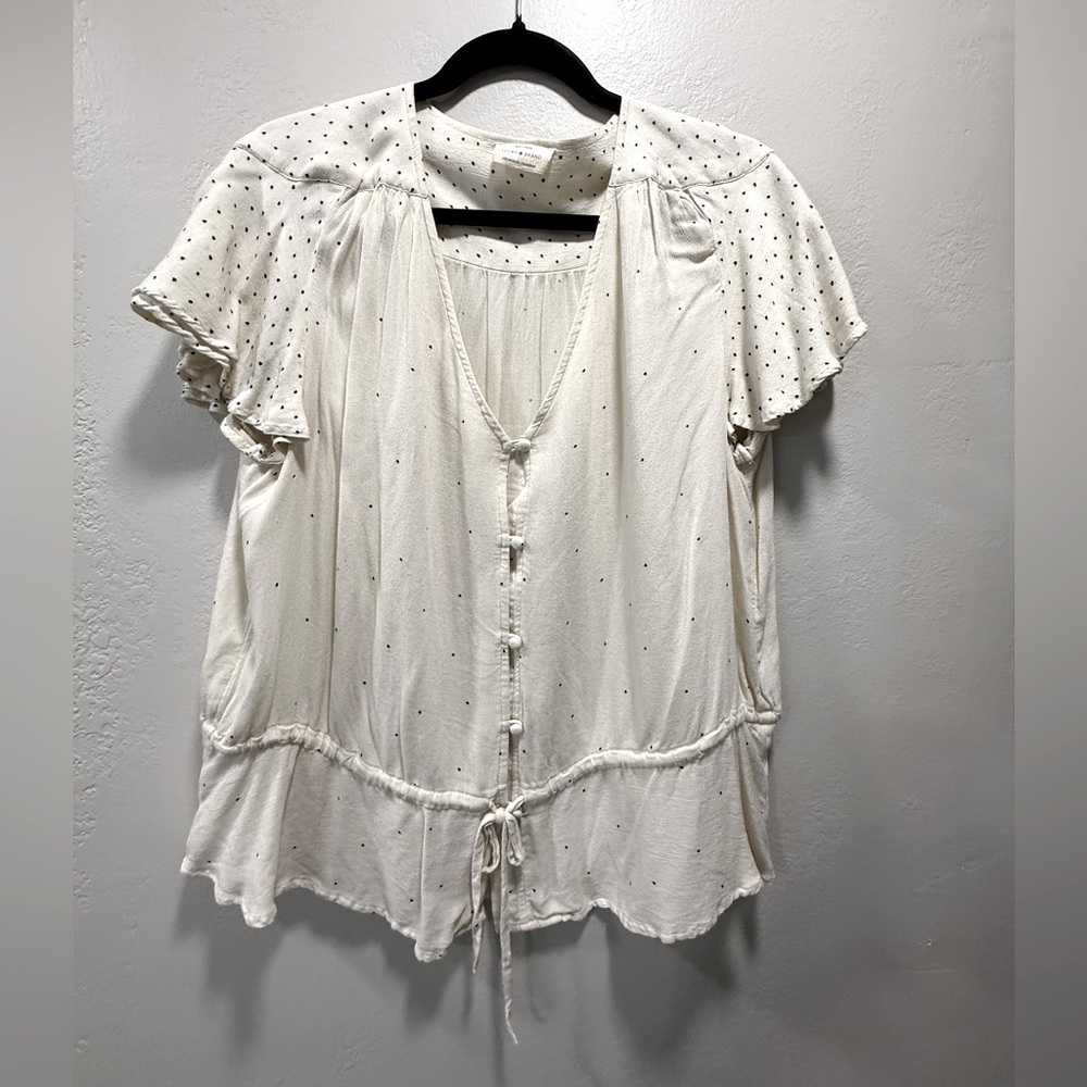 Lucky Brand Cream polka dot button up blouse